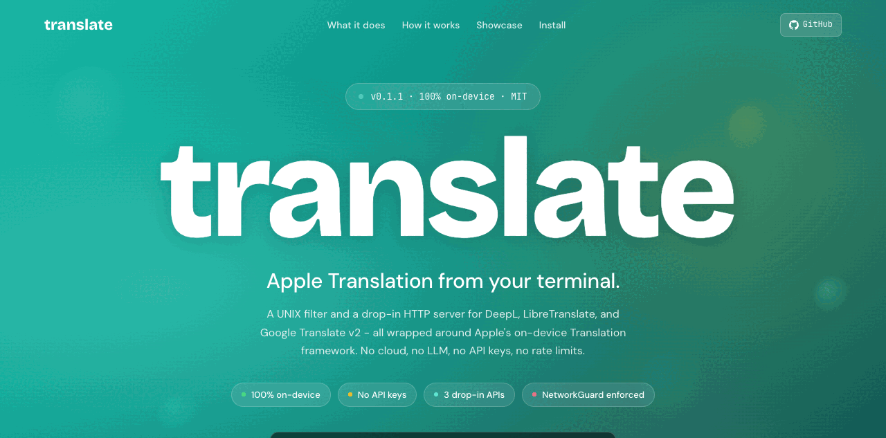 translate - Apple Translation framework from the terminal